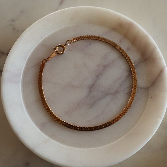 Gold Herringbone Chain Bracelet 7" - Picture 2 of 5